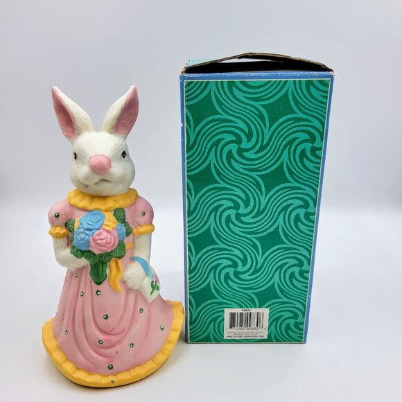 Easter Bunny Figurine Rabbit Girl Female Flowers Dress Read - Picture 8 of 10